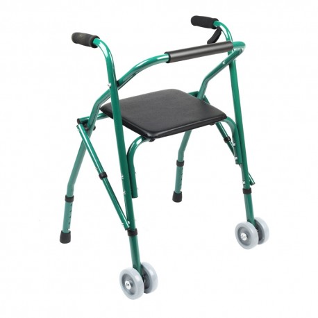 Andador con asiento y ruedas delanteras